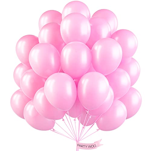 Image of PartyWoo Light Pink Balloons, 50 pcs 12 Inch Pearl Light Pink Balloons, Pink Balloons for Balloon Garland or Balloon Arch as Party Decorations, Birthday Decorations, Baby Shower Decorations, Pink-Z29