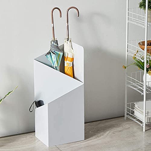 Porte-parapluies en fer forgé blanc géométrique à double rangement