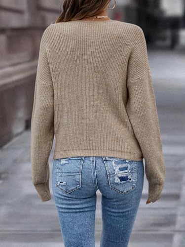 Verdusa Women's Fall Sweater Fashion Long Sleeve Wrap Knit Sweaters V Neck Pullover Tops Trendy3