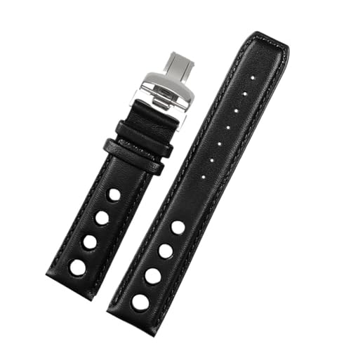 Bracelet cuir noir 20mm Tissot PRS516 pour un style racing au quotidien