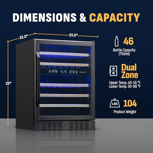 Newair NWC046BS00 24 Inch Wine Cooler, 46 Bottle Dual Zone Wine Refrigerator thumb #7