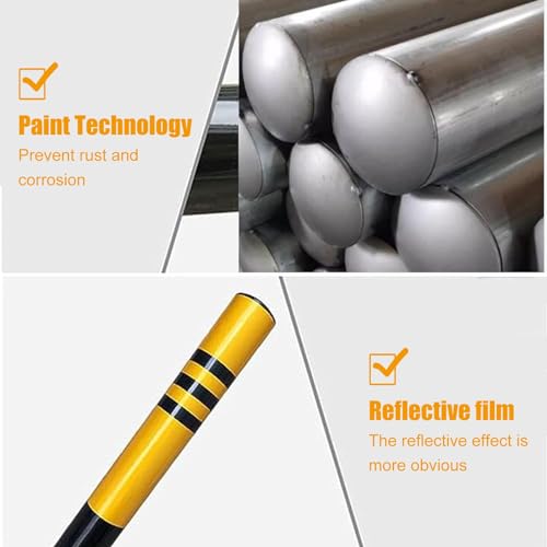 Bolardos De Tráfico, Conos De Tráfico, Barrera De Seguridad, Postes Delimitadores De Tráfico De Hierro, Poste Delimitador Amarillo con Base, Barrera De Seguridad De,Yellow-H60cm 2pc