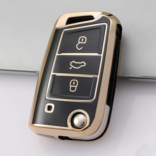 Juttzzei Protection Couvre clé VW, pour Coque de clé en Silicone VW Golf 7 Ateca Arona MK6 MK7 Polo Tiguan Touran Toledo Skoda Seat Leon Ibiza Octavia,...