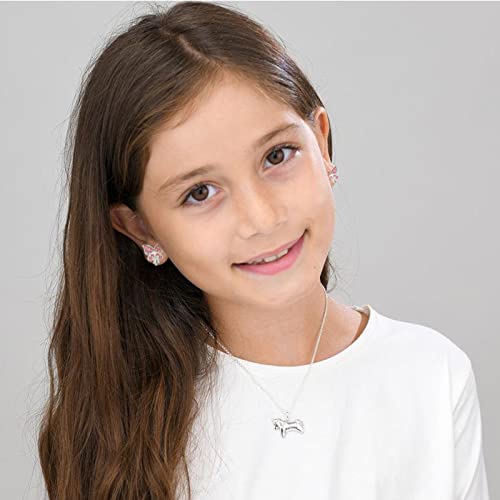 8 Pairs Clip on/Stud Earrings for Girls kids Hypoallergenic Cute Clip-on Earrings for Childrens Toddler Teen Unicorn Butterfly Turtle CZ Clip Stud Earrings Pink Jewelry Gift 3 Years Old+2