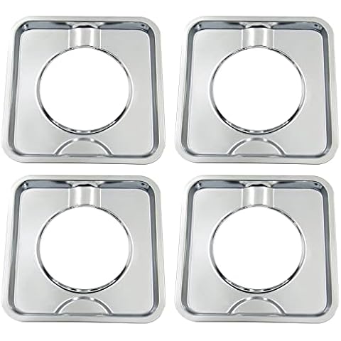 ATMA SUPPLY Chrome Square Gas Range Drip Pan 7.65''x7.65'' Pack of 4 Replaces SGP-400 786333 WP786333 AP6011553 PS11744751 Cover