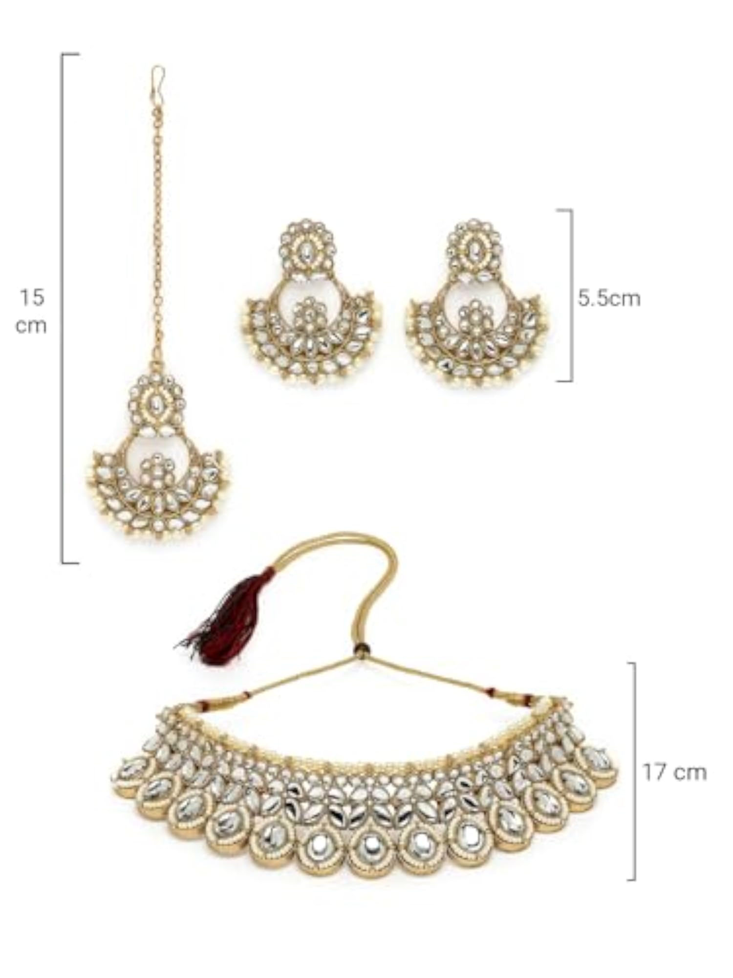 Stone Choker Necklace Set With Earring And Mangtikka