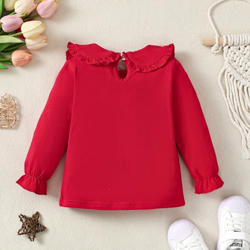 Magic Park 12M-6Y Baby Girl Long Sleeve Blouse Toddler Ruffle T-Shirt Kid Solid Color Tee Casual Tops Winter Clothes2