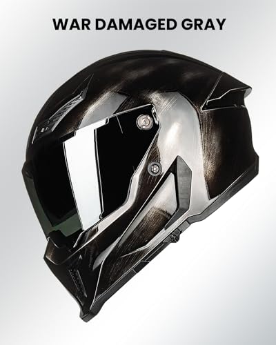 Image of ILM Motorcycle Helmets for Adult Men Women Full Face DOT ECE Powersports Dual Visor Street Racing Helmet with Pinlock Cascos para Motos Model MF509 (War Damaged Gray, XL)