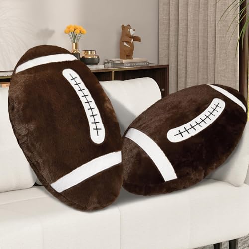 FPYWO Football Pillow Plush 2 Pack Round Sports Throw Pillows 20 Inch