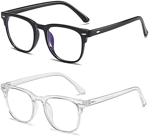 Gafas de luz azul para mujeres y hombres, retro, redondas, antifatiga ocular, paquete de 2 gafas de computadora con bloqueo de luz azul