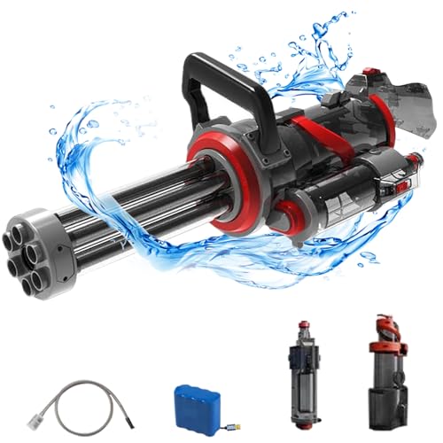電動ウォーターガン 光る 水鉄砲 電動 連射【模擬銃口炎灯& 4L水リュック& 3個バッテリー付き】電動水鉄砲 大容量4400ml 超強力飛距離10m+ かいてんほうしゅつ 高速連発 水鉄砲 水遊び 子供から大人まで 水遊びおもちゃ 水鉄砲合戦 海水浴/プ