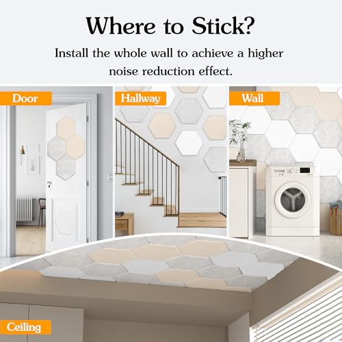 Image of Acoustic Panels, Magrowill 12-Pack Soundproof Wall Panels 14 X 12 X 0.4 Inches, Sound Absorbing Panels with Full Self-Adhesive, Interior Wall Decor Felt Tiles Board