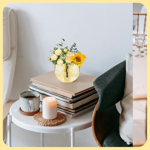 Image of Disco Ball Planter Gold Vase Set of 8,3 x 4 inch