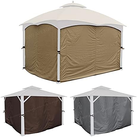 APEX GARDEN Four-Side Privacy Side Wall Curtain Set for 10-ft x 12-ft Gazebo (Beige) image 15
