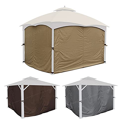 APEX GARDEN Four-Side Privacy Side Wall Curtain Set for 10-ft x 12-ft Gazebo (Beige) by APEX GARDEN - Used condition - Image 6