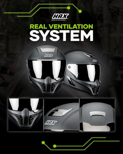 Image of HAX Full Face Motorcycle Helmet for Adult Men and Women, DOT & ECE 22.06 Certified - Powersports Advanced Ventilation Motocross Helmet for Motorbike Street Bike