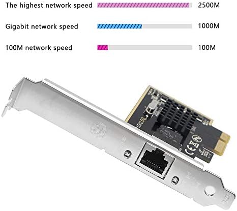 CERRXIAN PCI-E 2.5 Gigabit Ethernet Card PCI Express X1 Network Controller Card 100/1000/2500 Mbps RJ45 LAN Adapter Converter for Desktop PC