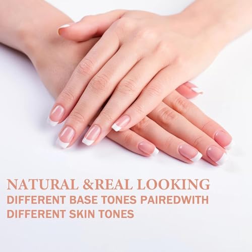 Image of 9 Color Press On Nails Fake Nail 216 Pcs, French tip press-on nails, Press on Nail, Artificial Nail Extensions Combo in Multicoloured, Full Cover Glossy Nude False Acrylic Nails for Women Girls (05, 216 count (Pack of 1))