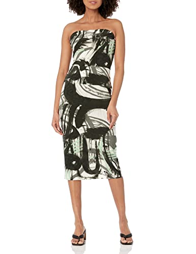 Norma Kamali Damen Trägerloses Knie Kleid, Graffiti, Klein