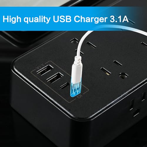 BOCHLION Power Strip, 6-Foot Surge ProtectorExtension Cord with Multiple Outlets, 8 Outlets 4USB Ports (2 USB-C) for Home Office (Black) - image 7