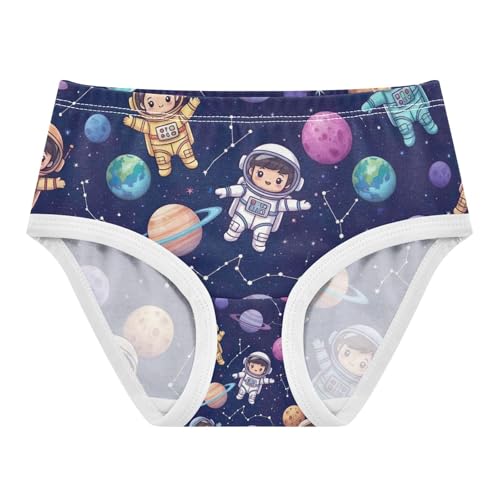 Girls Briefs, Cute Astronauts Space Toddler Girl Briefs, Cotton Underwear Girls, 2T–8 Years