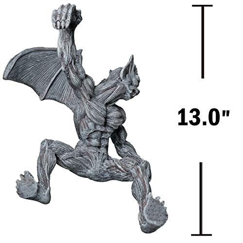 Bella Haus Design Gargoyle Fence Topper Hanger- Outdoor Wall Decor- Detailed Hanging Garden Statue- Gothic Climbing For Patio, Porch, Fence, Garden #TOP1