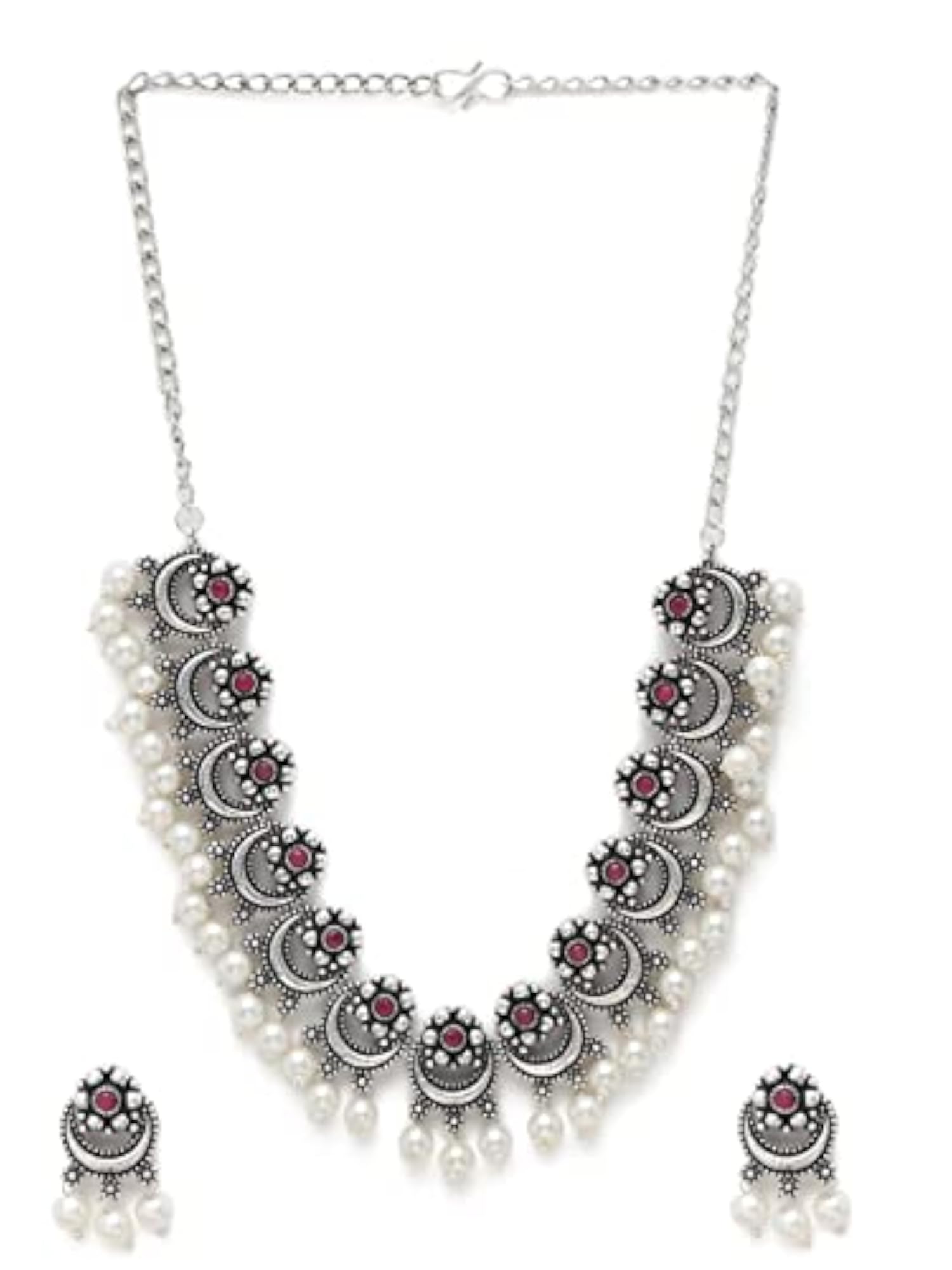 Oxidised Silver Necklace and Earrings Set