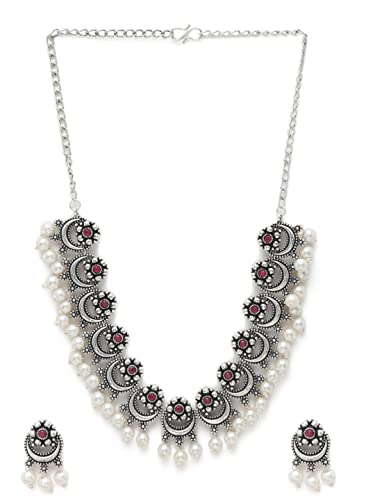 Oxidised Silver Necklace and Earrings Set
