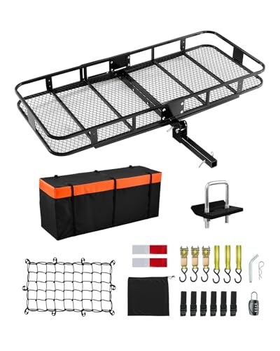 VEVOR 70' x 30' x 6', Hitch Cargo Carrier, 500 lbs Capacity with Ratchet Straps & Cargo Bag, Folding...