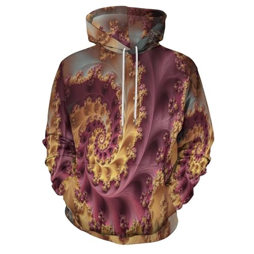 Sweat 3D imprimé vortex à manches longues avec poche kangourou, pull Harajuku confortable