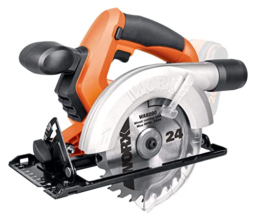 WORX – Sierra circular inalámbrica de 20 V – WX529.9 – ⌀ Corte de 45 mm (sin batería ni cargador, con accesorios; ángulo de corte ajustable, montaje para aspiradora ⌀150 mm)