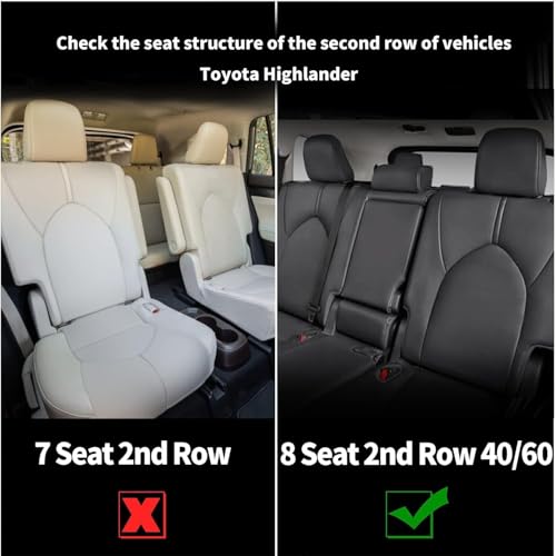 AOMSAZTO Custom Fit Seat Covers: for Toyota Highlander 2020 2021 2022 2023 2024 2025-Three-Row 7 Seats,Second Row Captain Chair Faux Leather-Dark Gray