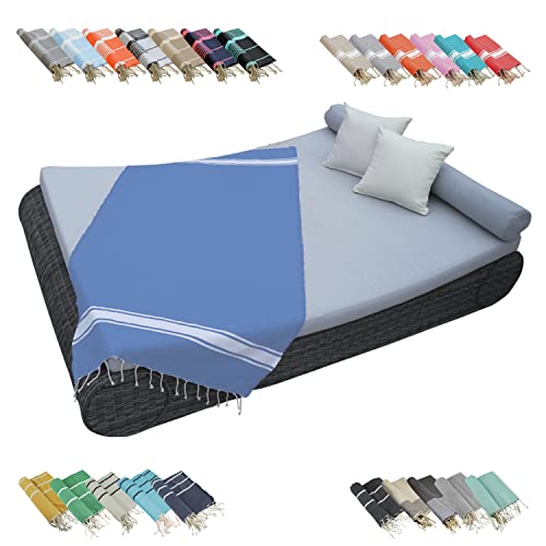 Vivezen - Véritable fouta Tunisienne 1m x 2m Tissage à Plat ou nid d'abeille 100% Coton 380g - 25 modèles au Choix