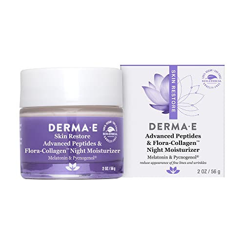 Derma E Advanced Peptides and Flora-Collagen Night Moisturizer â Hydrating Topical Facial Cream Improves Elasticity and Reduces Appearance of Lines and Wrinkles, 2 Oz