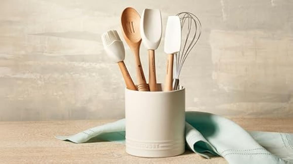 Le Creuset Stoneware Signature Straight Wall Utensil Crock, 1 qt., Sea Salt