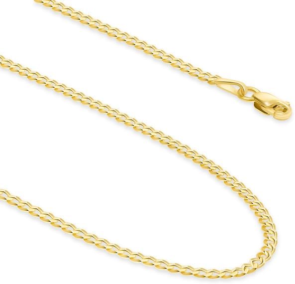 Real Solid 14k Gold Cuban Chain (2mm-3mm Width, 16"-24" Length) - For Men & Women - Durable, Resistant to Tarnishing & Lasts a Lifetime