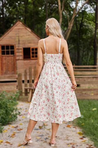 Belle Poque Womens Pink Floral Dress Midi Long Floral Print Dresses for Women Ruffle Dress Wedding Guest Dresses 2XL — view 6