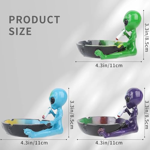 Ash Tray, Cute Cool Hand-Painted Resin Decorative Ashtray for Cigarettes and Cigar, Fancy Home Decor Smoking Accessories, Perfect for Indoor Outdoor Home Use, Great Christmas, Father's Day Gift (Blue)