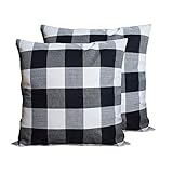 HOPLEE Large Throw Pillows Farmhouse Pillow Covers 24x24 Inches Decorative Black and White Buffalo P