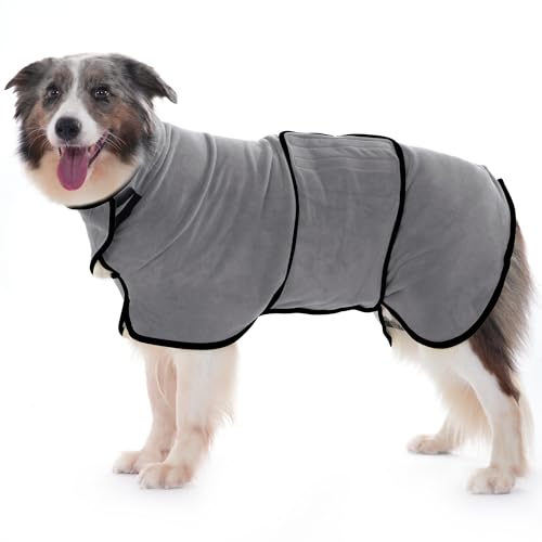 HezzLuv Hundebademantel Ultra Saugfähig Mikrofaser Hunde Trockenmantel für Schnelles Trocknen, Weiches Doppel-Layer Hundehandtuch für Welpen & Erwachsene Haustiere Katzen