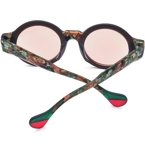 Image of HEPIDEM Matte Acetate Vintage Retro Round Polarized Sunglasses for Women 9270T