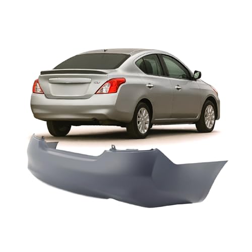 Image of FitParts Compatible with Nissan Versa 2012-2014 Rear Bumper Cover | Primed, Without Parking Sensor Holes, Sedan, Ready to Paint, OEM HEM223AN0J, NI1100284