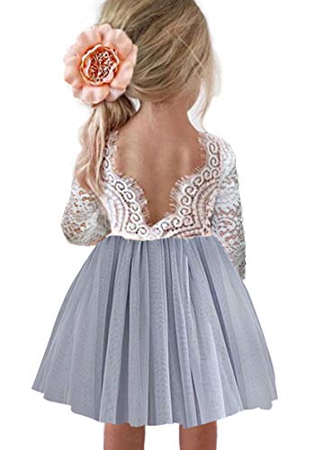 Image of Topmaker Flower Girl Dress for Toddler Baby Girls,Lace Tulle Dress for Wedding,Birthday Party,Photoshoot,Special Occasion