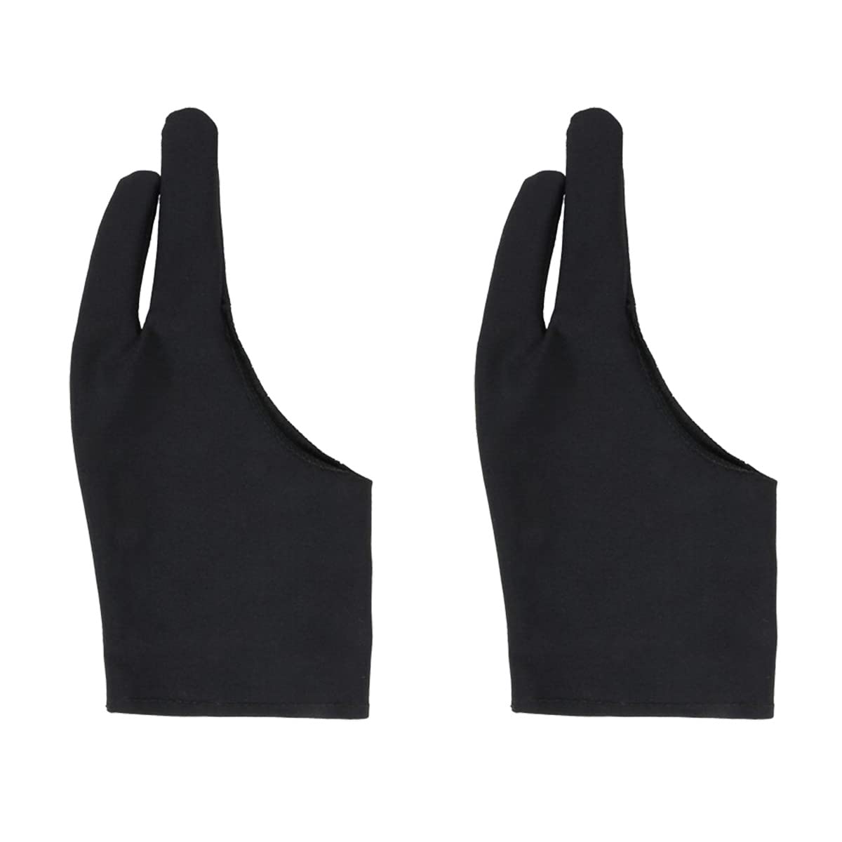FOMIYES 2pcs Two-Finger Glove for Artists Black Drawing Glove for Graphics Tablets -Stain and -Sweat Comfortable Fit for Sketching and Digital Art