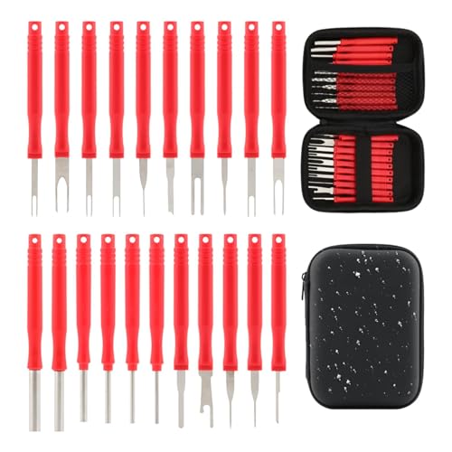 Bibabala Terminal Pin Removal Tool Kit, Electrical Connector Depinning Tool for Car Household Devices(Red)
