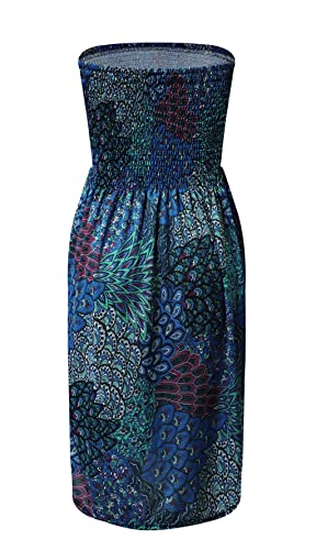 Image of Zyyfly Strapless Dress for Women Summer Beach Boho Smocked Tube Top Dress