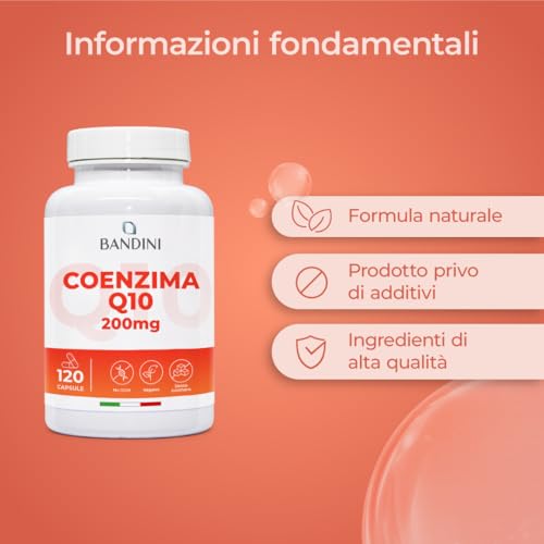 Bandini® Coenzima Q10 200mg, 120 Capsule Vegane (Per 4 mesi) 1 Capsula al Giorno, Ubiquinone Puro 100% Coq 10 200mg Fermentato Naturalmente, Alto Dosaggio, Co Q10 ad Alta Biodisponibilità senza OGM - 6