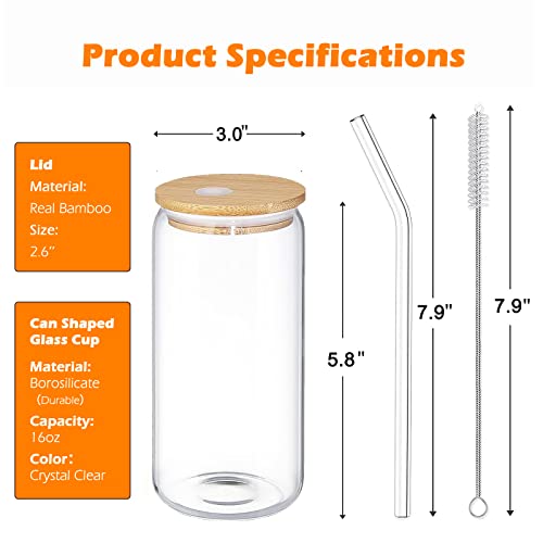 Acbaeta 2023 Drinking Glasses Set Of 6, 16Oz Beer Can Glass Cups With Lids And Straws, Iced Coffee Cup, Beer Glasses, Glass Coffee Cups, Water Glasses, Glass Tumbler, Whiskey, Wine, Soda #TOP5
