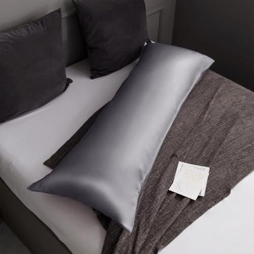 Image of TELUS Body Cooling Pillow Case Cover, Bamboo Rayon & Lyocell Pillowcase with Zipper Closure, Breathable Pillow Case for Hot Sleepers and Night Sweats, 20x54 inches, Deep Grey