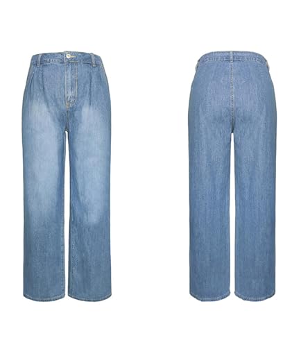 SOMTHRON Women's Wide Leg Jeans High Waist Baggy Slouchy Loose Boyfriend Denim Pants Trousers3